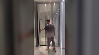 GRH خط واحد بسيط للغاية بحافة ضيقة للغاية وباب منزلق من الزجاج الأسود غير اللامع بوصلتين k