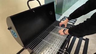 شواية الفحم في الهواء الطلق، شواية شواء فناء الفيلا، 5-10 استخدام منزلي، كبيرة مغطاة، مضادة