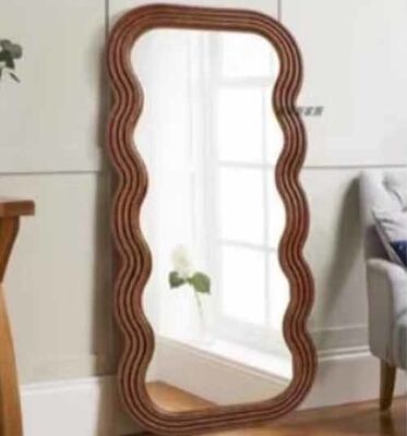 Customized French Room Decorative Large Mirror Narure Espejos Wavy Mirror Design Wooden Frame Irregular Shape Dressing Mirror