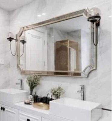 مرآة فرنسية مخصصة لتزيين الغرفة، مرآة كبيرة بتصميم متموج، إطار خشبي، مرآة زينة ذات شكل غير منتظم