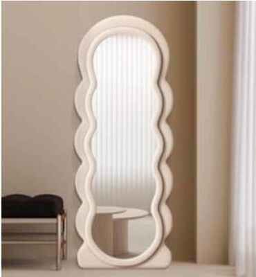 ديكور المنزل الفاخر الشكل الموجة الكبيرة غير منتظمة كبيرة واقفة المرآة الجدار كامل الجسم المرآة الطول الكامل أرضية المرآة